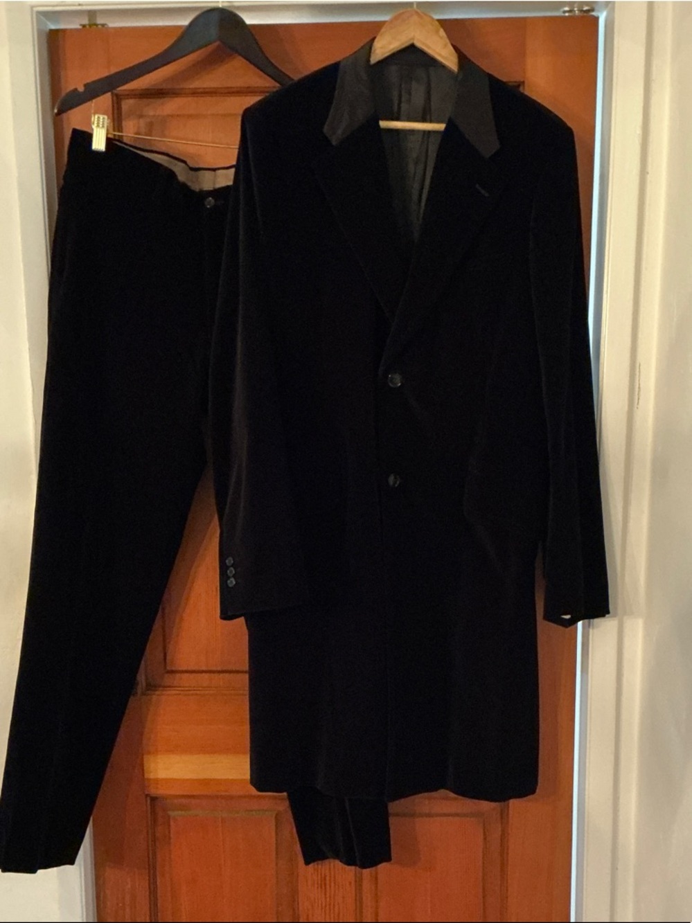 Miu Miu Men's Black Velvet Suit Jacket and Trousers